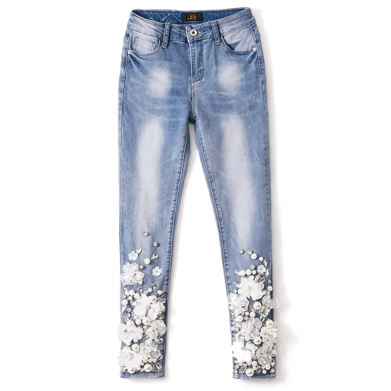 Lace Flower Pants Skinny Denim Jeans Woman Pencil Pants Diamond Beading Patchwork Trousers For Women
Lace Flower Pants Skinny Denim Jeans Woman Pencil Pants Diamond Beading Patchwork Trousers For Women