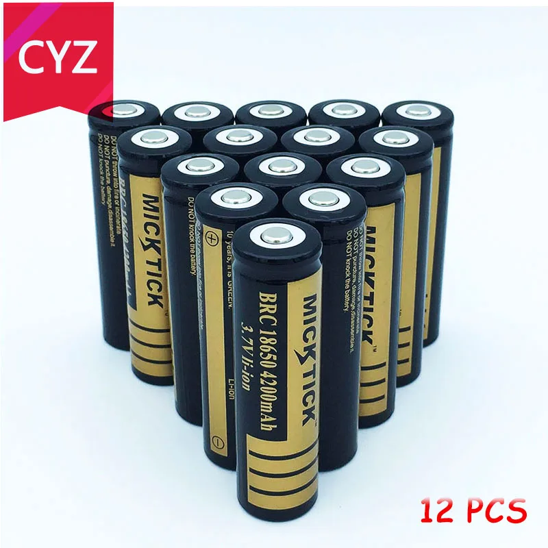 12PCS 3.7V 4200mAh 18650 MICKTICK Battery lithium Li Ion Rechargeable Large Capacity Batteries batteria T6 Flashlight LED
12PCS 3.7V 4200mAh 18650 MICKTICK Battery lithium Li Ion Rechargeable Large Capacity Batteries batteria T6 Flashlight LED