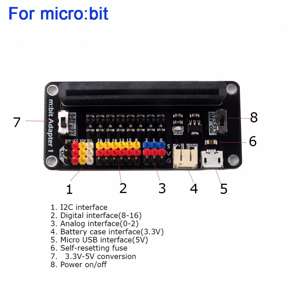Sensor Expansion Board Module Adapter for BBC Micro:bit Microbit 3.3 -5V Conversion IIC I2C Development Module for Microbit
Sensor Expansion Board Module Adapter for BBC Micro:bit Microbit 3.3 -5V Conversion IIC I2C Development Module for Microbit