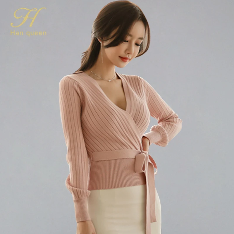 H Han Queen 2019 Spring Summer Knitted Stretch Bow Bandage Sweater Top Women Elegant Sexy Elastic Criss-cross Bottoming Sweater
H Han Queen 2019 Spring Summer Knitted Stretch Bow Bandage Sweater Top Women Elegant Sexy Elastic Criss-cross Bottoming Sweater