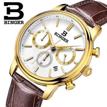 Switzerland BINGER watches men luxury brand Quartz waterproof Chronograph Stop Watch leather strap Wristwatches B9005-4
Switzerland BINGER watches men luxury brand Quartz waterproof Chronograph Stop Watch leather strap Wristwatches B9005-4