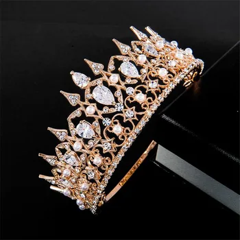 Bride Tiara Crown Zircon Crystal Headdress Bridal Wedding Hair Jewelry Gold Diadem Queen Wedding Accessories Girl Crowns Pageant
Bride Tiara Crown Zircon Crystal Headdress Bridal Wedding Hair Jewelry Gold Diadem Queen Wedding Accessories Girl Crowns Pageant