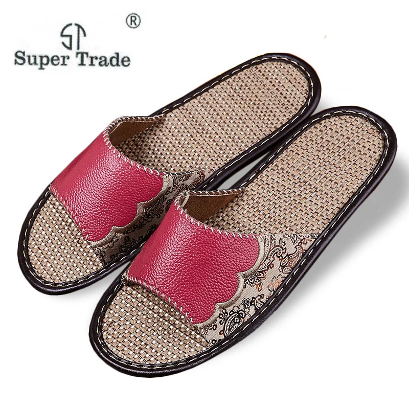 ST SUPER TRADE Female Genuine Leather Home Slippers Hemp Cool Summer Slippers Embroider Print Women Flip Flops Flat Slippers
ST SUPER TRADE Female Genuine Leather Home Slippers Hemp Cool Summer Slippers Embroider Print Women Flip Flops Flat Slippers