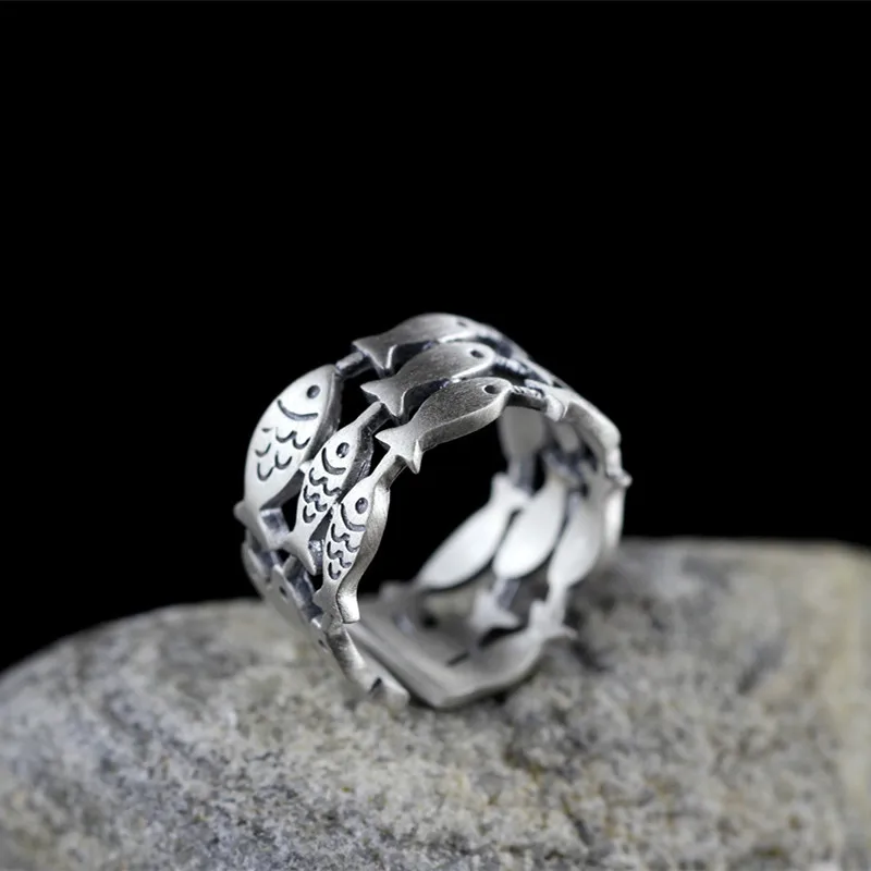 Fashion Antique Silver Plated Open Adjustable Fishes Rings Three Rows Hollow Swimming Fish Rings For Women personality Jewelry
Fashion Antique Silver Plated Open Adjustable Fishes Rings Three Rows Hollow Swimming Fish Rings For Women personality Jewelry