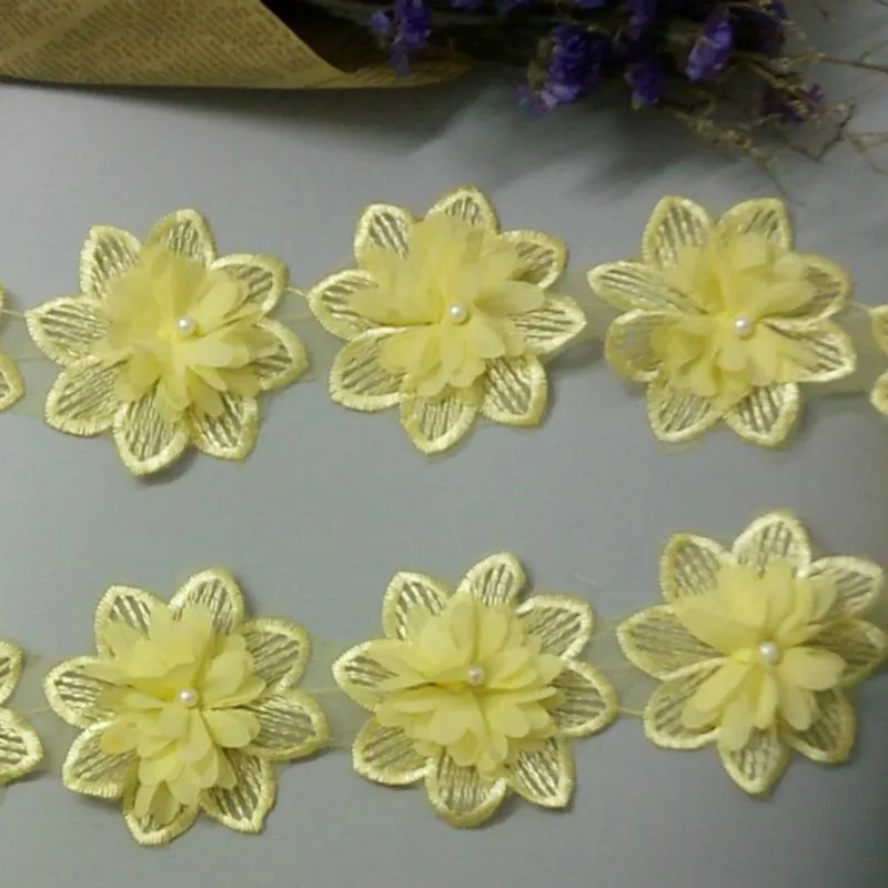 2yard Yellow Rose Flower Pearl Chiffon Embroidered Lace Trim Ribbon Fabric Sewing Craft Patchwork Handmade DIY for Costume Decor
2yard Yellow Rose Flower Pearl Chiffon Embroidered Lace Trim Ribbon Fabric Sewing Craft Patchwork Handmade DIY for Costume Decor