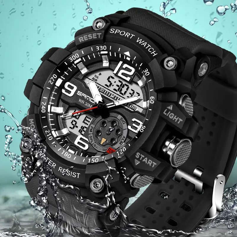 

SANDA Brand Dual Display Wristwatches Military Alarm Quartz Clock Male Gift S Shock Men's Sports Watch for Men Hours relogio
