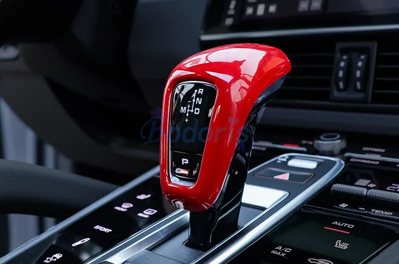 Car Interior Red Carbon Fiber Color Gear Knob Cover Handle Shift Overlay Car Styling 2018 2019 For Porsche Cayenne Accessories 
Car Interior Red Carbon Fiber Color Gear Knob Cover Handle Shift Overlay Car Styling 2018 2019 For Porsche Cayenne Accessories