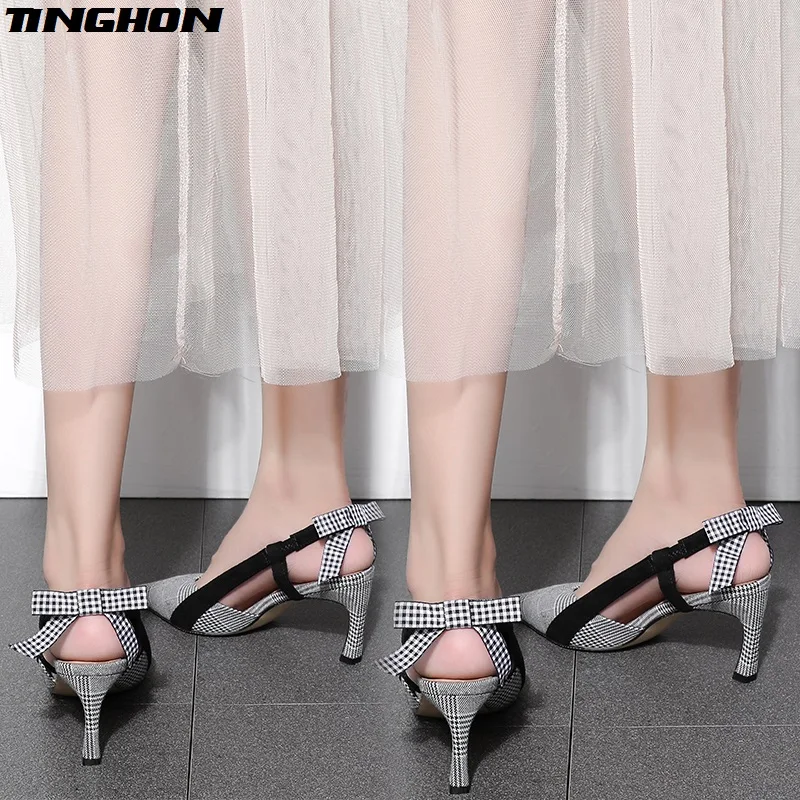 TINGHON Sexy Women Plaid High Heel Pumps Elegant Butterfly-knot Pointed Toe 7CM Thin Heel Slip-On Office Ladies Shoes
TINGHON Sexy Women Plaid High Heel Pumps Elegant Butterfly-knot Pointed Toe 7CM Thin Heel Slip-On Office Ladies Shoes
