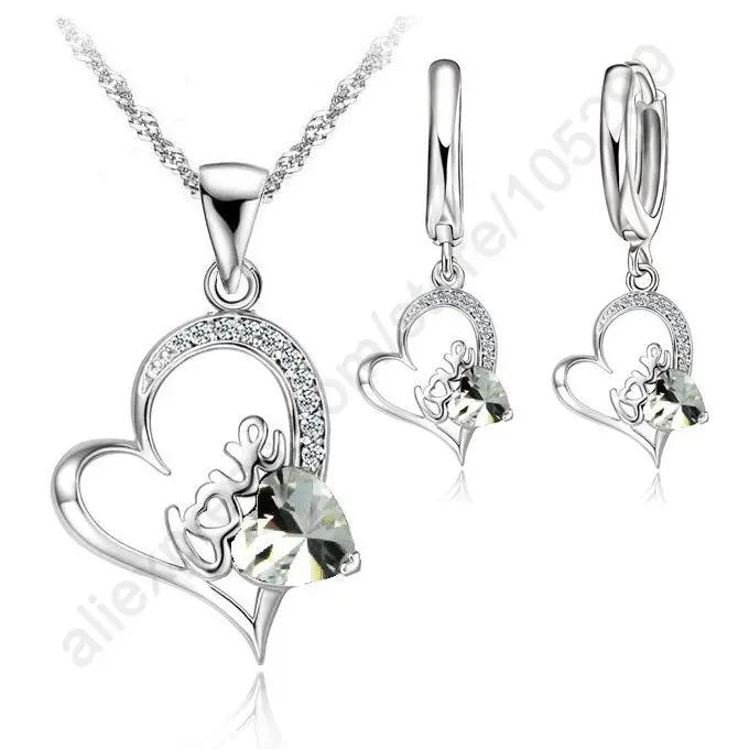925 Sterlng Jewelry Sets Plate lOVE IN HEART Cubic Zircon Pendant Necklace Leveback Earrings Jewelry Sets
925 Sterlng Jewelry Sets Plate lOVE IN HEART Cubic Zircon Pendant Necklace Leveback Earrings Jewelry Sets