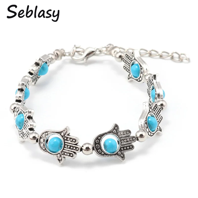 Seblasy High Quality Vintage Bohemian Blue Beads Bracelets Evil Eye Hamsa Hand Charm Bracelets & Bangles for Women Accessories
Seblasy High Quality Vintage Bohemian Blue Beads Bracelets Evil Eye Hamsa Hand Charm Bracelets & Bangles for Women Accessories