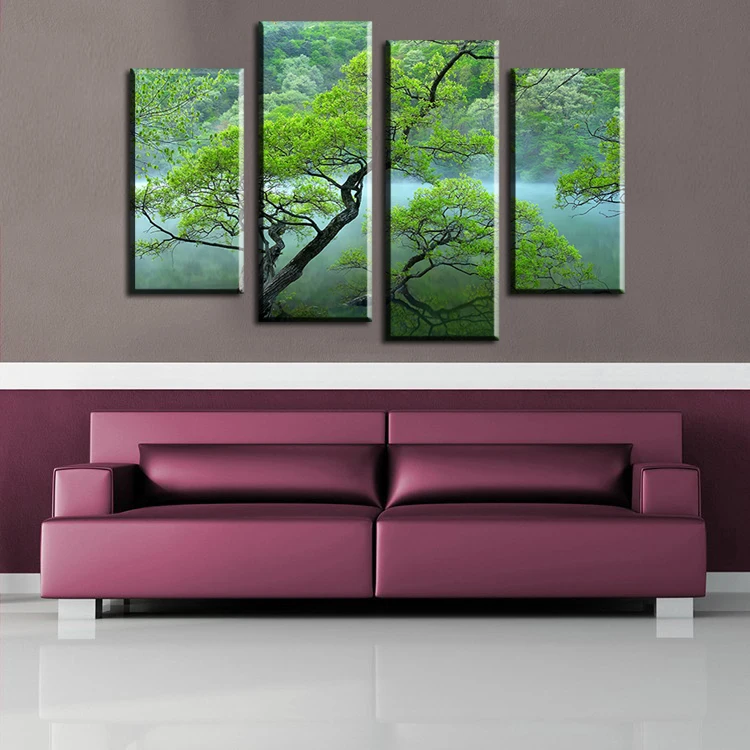 Image 4pcs Lake on the edge of the tree Wall Art Picture for living room home decor printed landscape oil Painting on Canvas art print