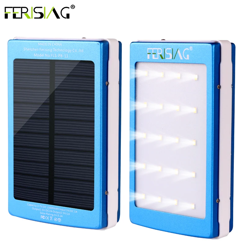 Solar Power Bank Real 15600mAh Dual USB Waterproof...