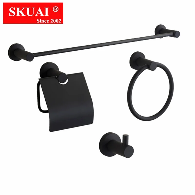 Toilet Paper Holder 4pcs Bathroom Accessories Set Black Single Towel Bar Towel Ring Holder Robe Hook Wall Mounted
Toilet Paper Holder 4pcs Bathroom Accessories Set Black Single Towel Bar Towel Ring Holder Robe Hook Wall Mounted