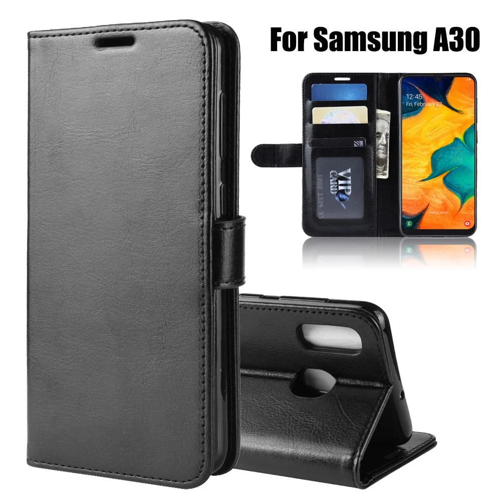 KSAM1193_1_Wallet Leather Case with Card Slots and Stand for Samsung A30 A305 SM-A305F