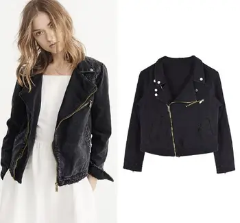 Women Short Denim Jacket Loose Fit Slim Black Turn-Down Collar Jeans Jacket Women Ripped Hole Fashion Casual Style Coat D124
Women Short Denim Jacket Loose Fit Slim Black Turn-Down Collar Jeans Jacket Women Ripped Hole Fashion Casual Style Coat D124