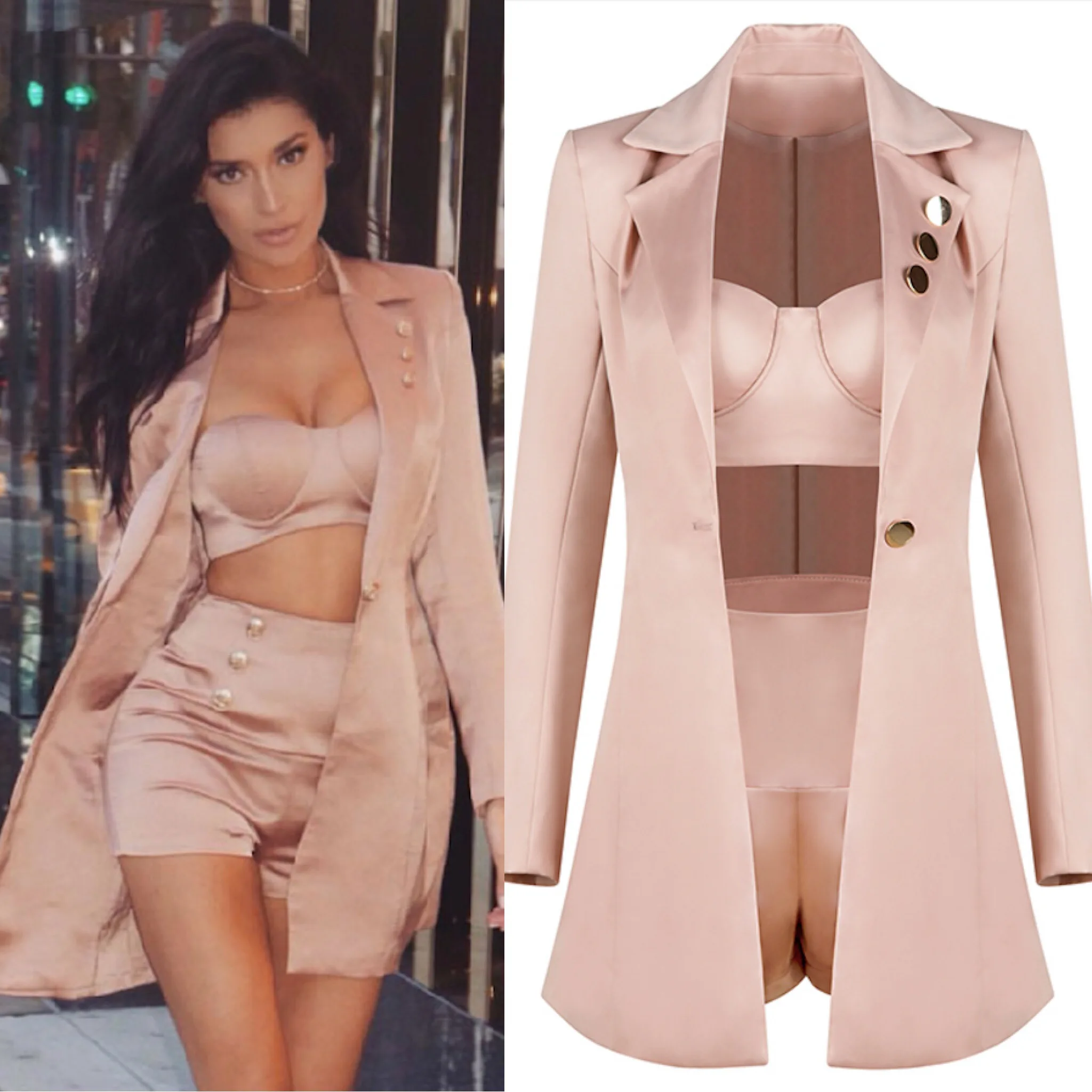 2019 New Arrival Autumn Clothes Sexy Hollow Out Outfit Fashion Blazer Strapless Bra Shorts Buttons Pink Set
2019 New Arrival Autumn Clothes Sexy Hollow Out Outfit Fashion Blazer Strapless Bra Shorts Buttons Pink Set
