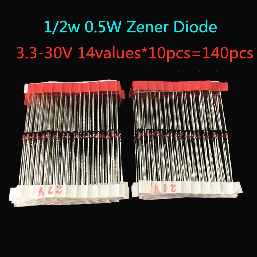1/2w 0.5W Zener Diode 3.3-30V 14values*10pcs=140pcs Assorted Assortment Set New electronic diy kit
1/2w 0.5W Zener Diode 3.3-30V 14values*10pcs=140pcs Assorted Assortment Set New electronic diy kit