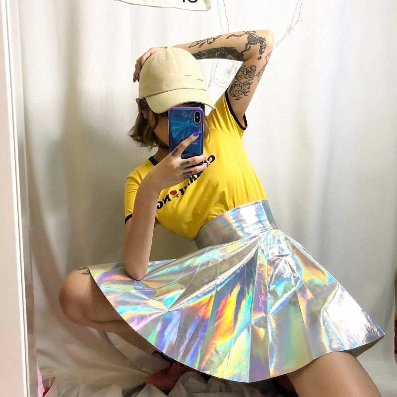 PU Harajuku Laser Hip Hop Ball Gown Preppy Style Knee-Length Empire Short Skirt Large Size New Cute Short Japan Skirt
PU Harajuku Laser Hip Hop Ball Gown Preppy Style Knee-Length Empire Short Skirt Large Size New Cute Short Japan Skirt