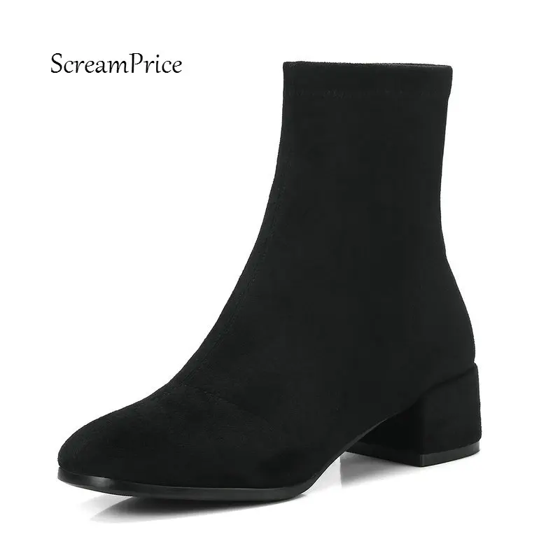 Warm Winter Comfortable Square Heel With Side Zipper Ankle Boots Fashion Round Toe Women Suede Shoes Black Gray
Warm Winter Comfortable Square Heel With Side Zipper Ankle Boots Fashion Round Toe Women Suede Shoes Black Gray