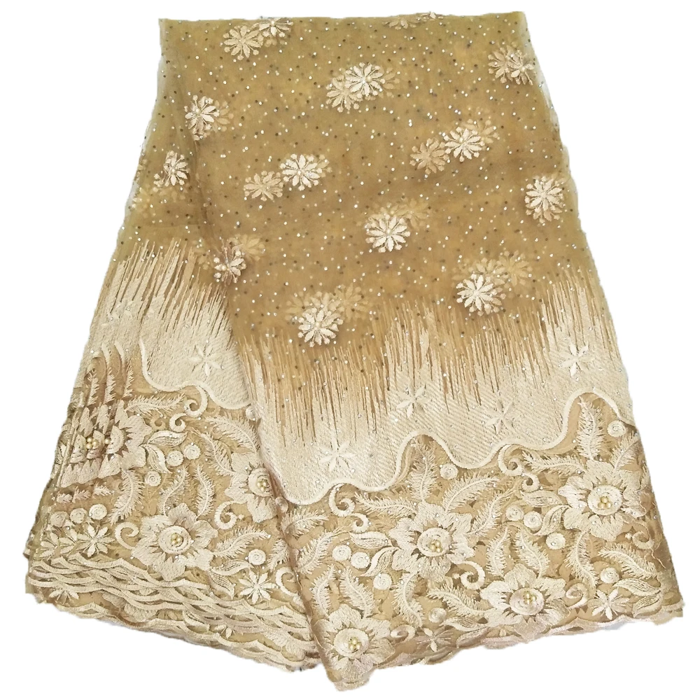 african net lace fabrics women dress gold color shiny fabric french lace with beads 5 yards
african net lace fabrics women dress gold color shiny fabric french lace with beads 5 yards