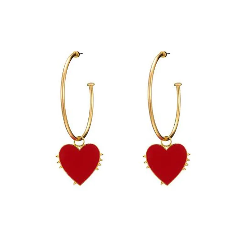 Retro Vintage Big Earrings Charm Copper Gold Red Heart Dangle Drop Earring Lady's Women Fashion Jewelry Gift 
Retro Vintage Big Earrings Charm Copper Gold Red Heart Dangle Drop Earring Lady's Women Fashion Jewelry Gift