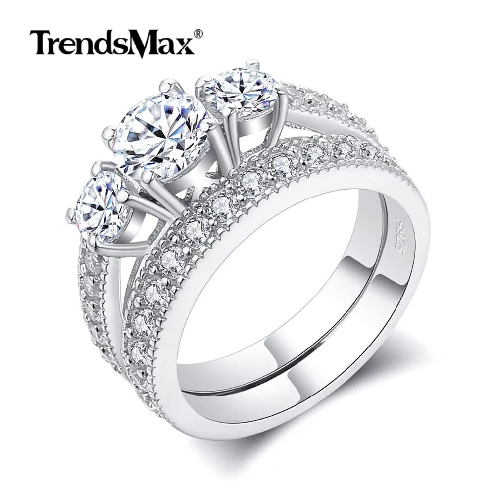 3-Stone Sterling Silver Ring 6.3 Carat Cut Cubic Zirconia Round Layered Rings 925 Silver For Women Engagement Wedding Party SR10
3-Stone Sterling Silver Ring 6.3 Carat Cut Cubic Zirconia Round Layered Rings 925 Silver For Women Engagement Wedding Party SR10
