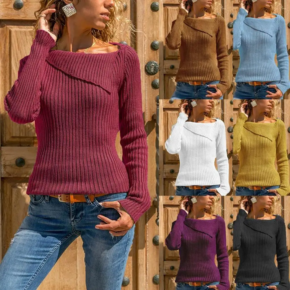 Новая мода qiu dong женский свитер с асимметричным вырезом и длинным рукавом пальто