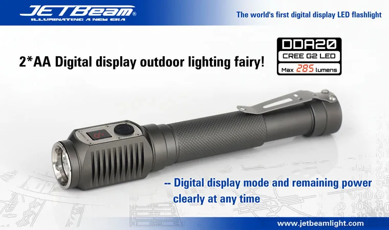 

Free Shipping Original JETBEAM DDA20 Cree G2 LED 285 lumens flashlight daily EDC torch Compatible with 2*AA battery