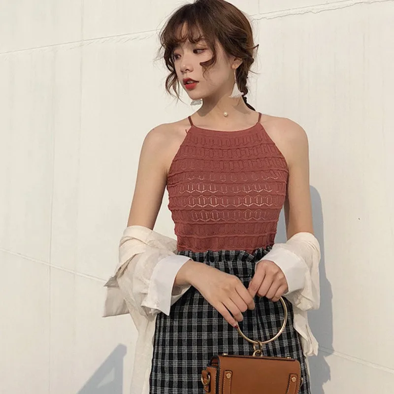 Summer Womens Fashion Solid Blouse Cami Sexy Halter Vest Casual Tank Tops Female Slim Vest feminino Blusa Bralette Vest
Summer Womens Fashion Solid Blouse Cami Sexy Halter Vest Casual Tank Tops Female Slim Vest feminino Blusa Bralette Vest