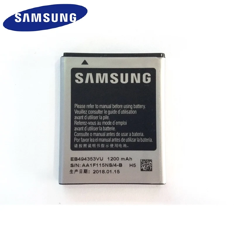 Original Replacement Battery For SAMSUNG S5330 GT-S5570 i559 S5570 S5232 C6712 S5750 Authentic Battery EB494353VU 1200mAh
Original Replacement Battery For SAMSUNG S5330 GT-S5570 i559 S5570 S5232 C6712 S5750 Authentic Battery EB494353VU 1200mAh