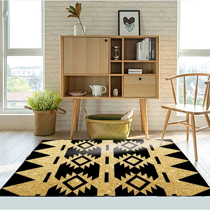 Современные коврики в богемном стиле черные золотые искусственные для дома
