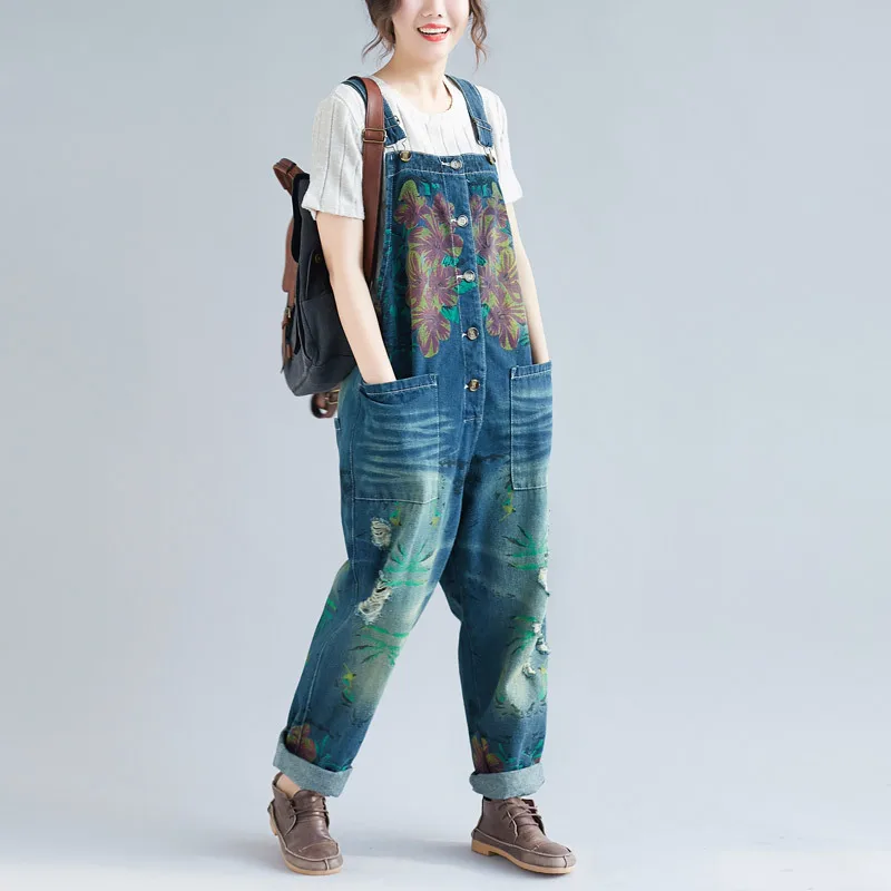 Johnature Jeans Jumpsuits Full Length Casual Loose Women Rompers Print Pockets Cotton Korea Style Strap Women Jumpsuit
Johnature Jeans Jumpsuits Full Length Casual Loose Women Rompers Print Pockets Cotton Korea Style Strap Women Jumpsuit