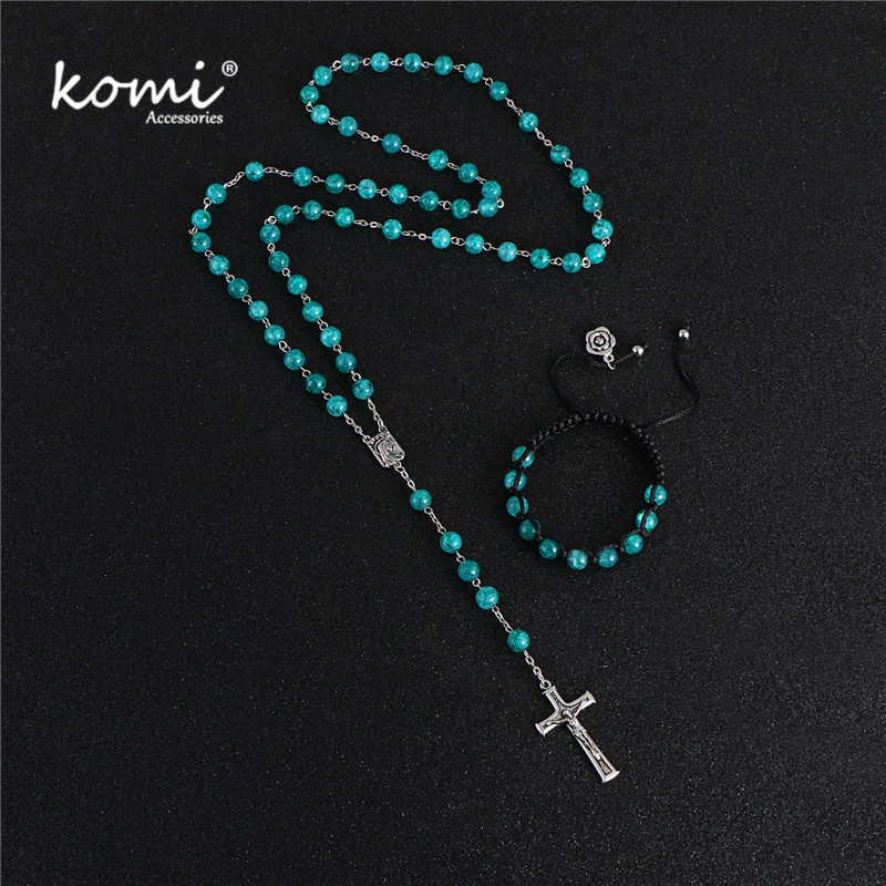 KOMi New Fashion 8mm Green Stone Bead Hand Necklace Bracelet Set Long Chain Elegant Religious Rosary Jewelry R-135
KOMi New Fashion 8mm Green Stone Bead Hand Necklace Bracelet Set Long Chain Elegant Religious Rosary Jewelry R-135