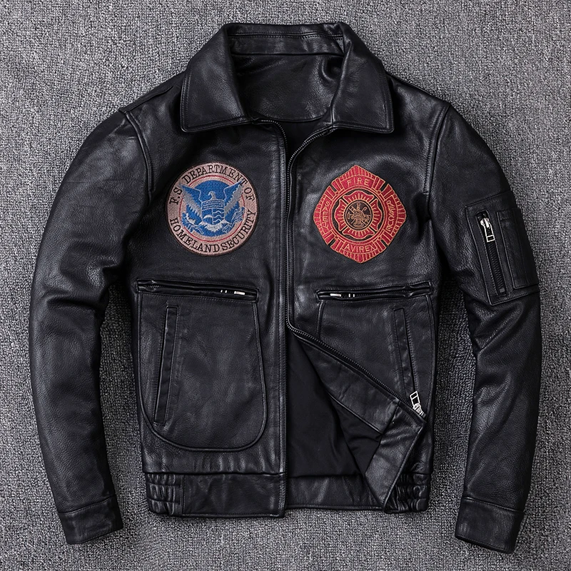 Genuine Leather Jacket Men Air Force Flight Suit Vegetable Tanned Goatskin Motorcycle Biker Clothing Slim Short Leather Coat
Genuine Leather Jacket Men Air Force Flight Suit Vegetable Tanned Goatskin Motorcycle Biker Clothing Slim Short Leather Coat