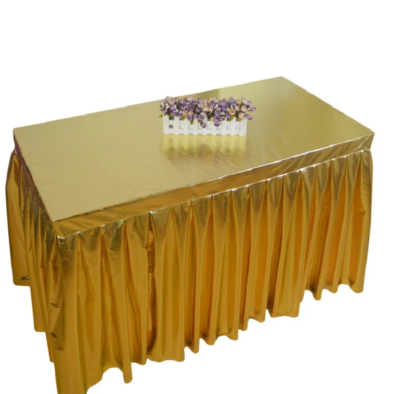 RUBIHOME Gold Table Skirt Table Cover for Wedding Birthday Decoration Favors Party Home Textile