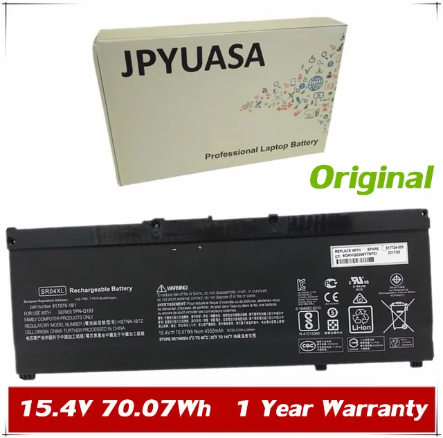7XINbox 15.4V 70.07Wh 4550mAh Original SR04XL Laptop Battery For HP 15-CE015DX 917678-1B1 917724-855 TPN-Q193 Series Tablet
7XINbox 15.4V 70.07Wh 4550mAh Original SR04XL Laptop Battery For HP 15-CE015DX 917678-1B1 917724-855 TPN-Q193 Series Tablet