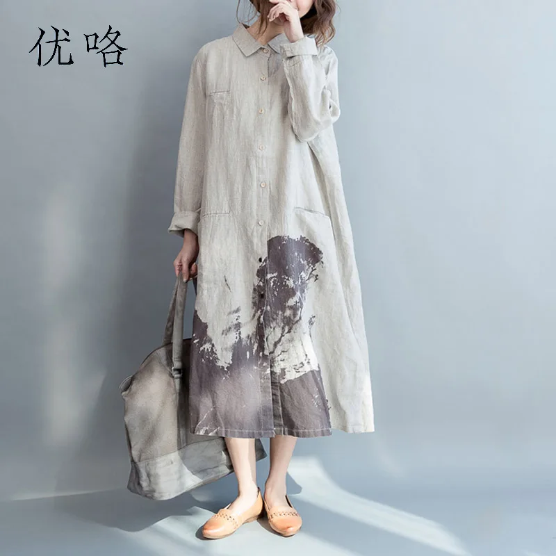 2020 Autumn Fashion Plus Size Shirt Dress Women Chinese Style Casual Vintage Long Linen Dress Female Elegant Oversize Blouse Top
2020 Autumn Fashion Plus Size Shirt Dress Women Chinese Style Casual Vintage Long Linen Dress Female Elegant Oversize Blouse Top
