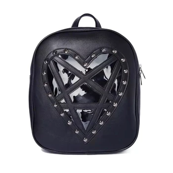 Punk Backpack Women Black Leather Heart Shape Rivets School Bag Fashion Travel Bags For Women Casual
Punk Backpack Women Black Leather Heart Shape Rivets School Bag Fashion Travel Bags For Women Casual