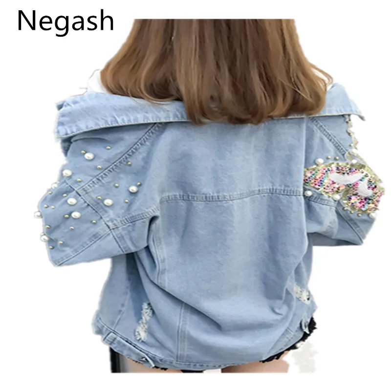 Long Sleeve Denim Jacket Women Thin Rhinestone Beaded Denim Ladies Elegant Vintage Hole sequi Jackets Coat Casacos Feminino
Long Sleeve Denim Jacket Women Thin Rhinestone Beaded Denim Ladies Elegant Vintage Hole sequi Jackets Coat Casacos Feminino