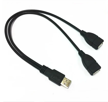 10pcs/lot---30cm/11.8" USB 2.0 1 Male to 2 Female Splitter Hub Charge Y Cable Copper Wire