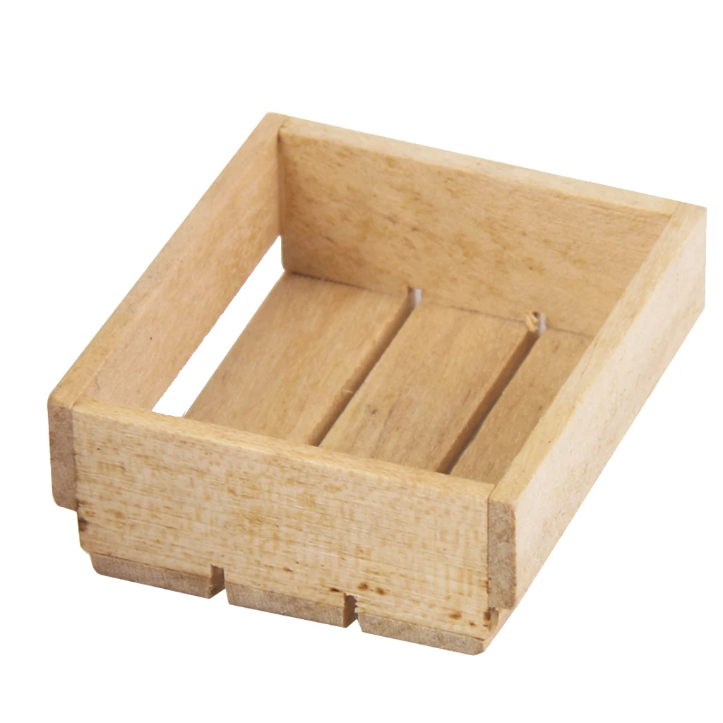 Vintage Style Natural Wooden Basket Box for 1/12 Sacle Dollhouse Kitchen Doll House Furniture Toys Kits Vintage Style Natural Wooden Basket Box for 1/12 Sacle Dollhouse Kitchen Doll House Furniture Toys Kits