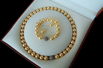 real new-jewelry Women's Wedding Rare 10mm Real South Sea Golden Shell Pearl Necklace Bracelet Earrings Set AAA
real new-jewelry Women's Wedding Rare 10mm Real South Sea Golden Shell Pearl Necklace Bracelet Earrings Set AAA