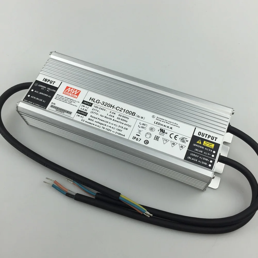 Dimmable Meanwell 320w LED Driver HLG-320H-C2100B Constant Current for cree Cob cxb3590
Dimmable Meanwell 320w LED Driver HLG-320H-C2100B Constant Current for cree Cob cxb3590