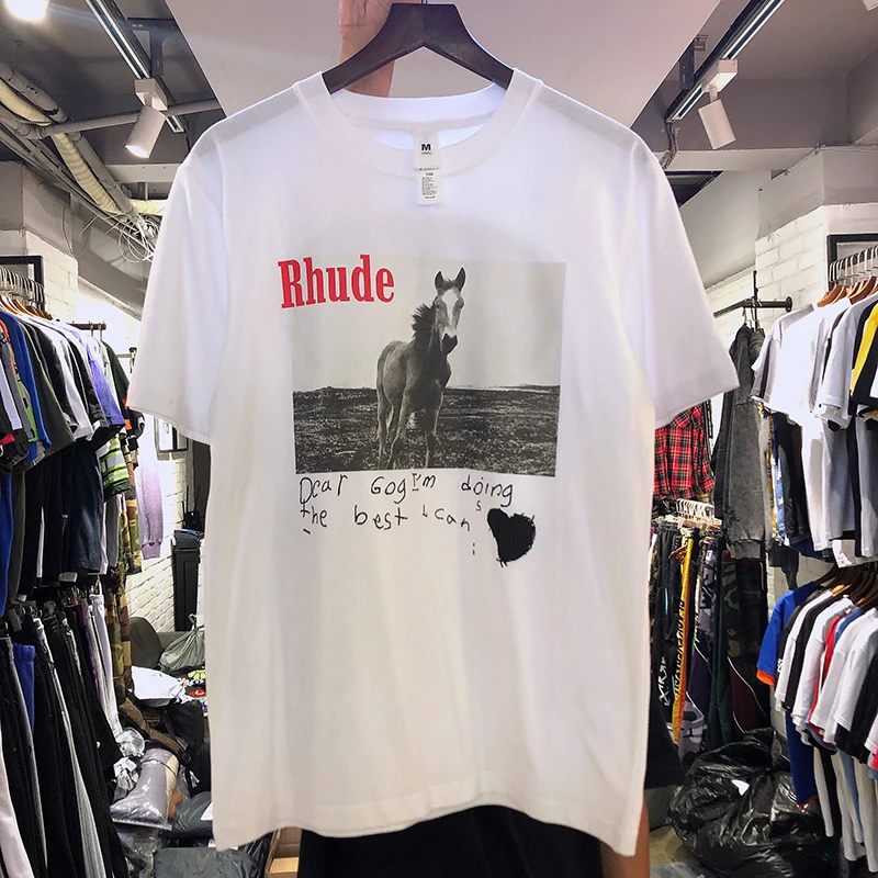 Rhude Horse Tee 2019 New Style Men Cotton Rhude T-shirts Letter Pattern High Quality Print Vintage Casual Rh T-shirt Unisex
Rhude Horse Tee 2019 New Style Men Cotton Rhude T-shirts Letter Pattern High Quality Print Vintage Casual Rh T-shirt Unisex