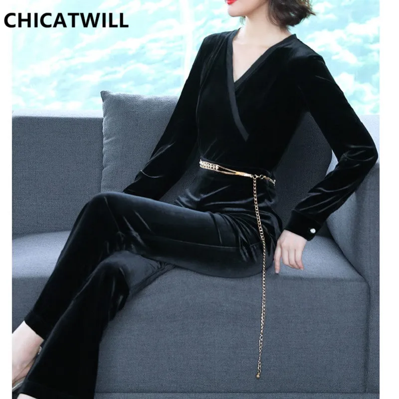 CHICATWILL 2019 Celebrity Formal OL Velour Jumpsuit for Women Office Lady Velvet Rompers Long Pants with Chains Belt Bodysuits
CHICATWILL 2019 Celebrity Formal OL Velour Jumpsuit for Women Office Lady Velvet Rompers Long Pants with Chains Belt Bodysuits