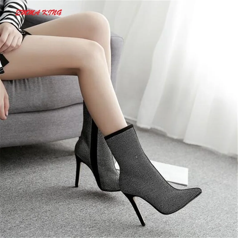 Emma King Rhinestone Pointed Toe Women Boots High Heels Short Boots Sexy Bling Mid-calf Side Zipper Luxury Fashion Ladies Shoes
Emma King Rhinestone Pointed Toe Women Boots High Heels Short Boots Sexy Bling Mid-calf Side Zipper Luxury Fashion Ladies Shoes