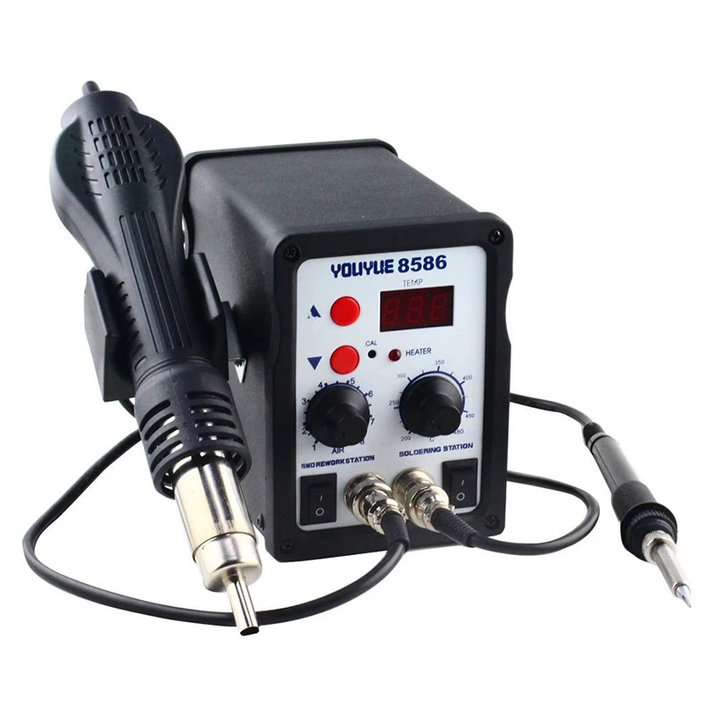 8586 2 in 1 ESD Soldering Station SMD Rework Soldering Station Hot Air Gun set kit Welding Repair tool Solder Iron 220V 110V NEW
8586 2 in 1 ESD Soldering Station SMD Rework Soldering Station Hot Air Gun set kit Welding Repair tool Solder Iron 220V 110V NEW