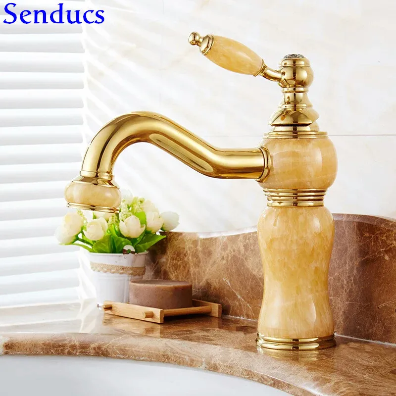 Senducs Gold Jade Stone Bathroom Basin Faucet Single Handle Hot Cold Bathroom Mixer Tap Jade Basin Tap Golden Bathroom Mixer Tap
Senducs Gold Jade Stone Bathroom Basin Faucet Single Handle Hot Cold Bathroom Mixer Tap Jade Basin Tap Golden Bathroom Mixer Tap