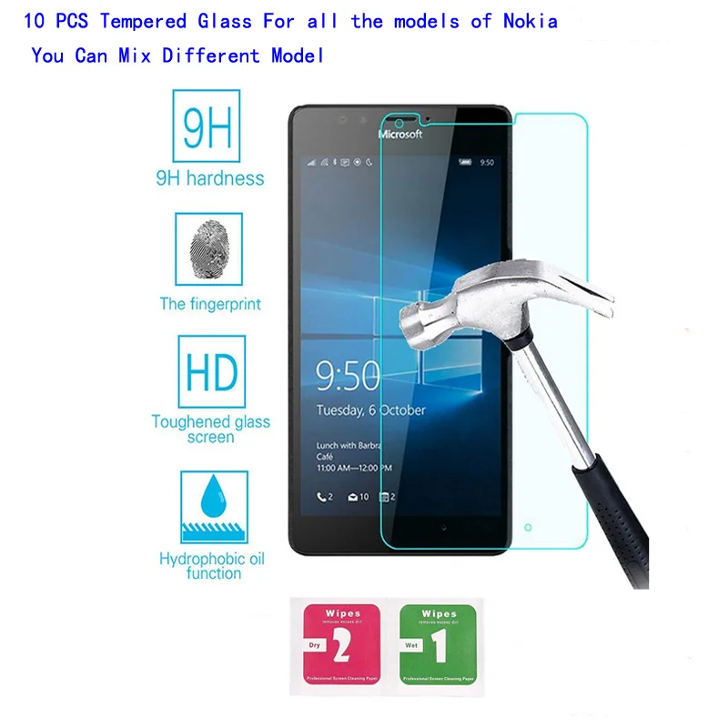 Закаленное стекло для Nokia Lumia 730 735 820 830 920 930 950 950XL 1020 1320 1520 1045 XL 10 шт.|screen protector
