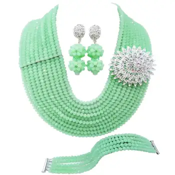 Traditional African Mint Green Crystal Beads Engagement Necklace Jewelry Sets for Women 10C-DS-18
Traditional African Mint Green Crystal Beads Engagement Necklace Jewelry Sets for Women 10C-DS-18